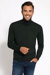 Suitable Merino Turtleneck Dark Green Model / Voorkant with Bram