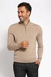 Suitable Merino Half Zip Sweater Beige Model / Voorkant avec Bram