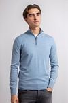 Suitable Merino Half Zip Trui Lichtblauw Model / Voorkant