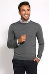 Suitable Merino Pullover Round Neck Anthracite Model / Voorkant with Bram