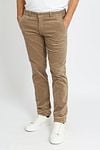 Suitable Chino Plato Corduroy Beige Model / Voorkant met Bram