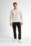 Petrol Sweater Bluewave Stripe Ecru  Model / Voorkant