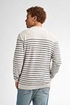 Petrol Sweater Palm Stripe Ecru  Model / Achterkant
