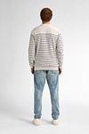 Petrol Sweater Palm Stripe Ecru  Model / Achterkant