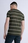 Petrol T-Shirt Rugby Gestreift Dunkelgrün Model / Achterkant