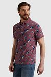 Vanguard Polo Shirt Piqué Flowers Dark Pink Model / Zijkant