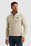 PME Legend Knitted Half Zip Trui Ecru Model / Voorkant