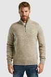 PME Legend Wolblend Half Zip Trui Ecru Model / Voorkant