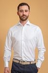 Profuomo Shirt Cutaway Double Cuff White Model / Voorkant with Emiel