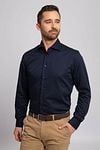 Profuomo Shirt Slim Fit Navy Model / Voorkant with Emiel