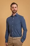 Profuomo Shirt Knitted Slim Fit Indigo Blue Model / Voorkant with Emiel