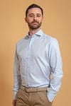 Profuomo Sky Blue Travel Shirt Blue Model / Voorkant with Emiel