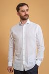 Profuomo Linen Shirt White Model / Voorkant with Emiel