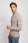 Suitable Half Zip Pullover Boiled Wool Taupe Model / Voorkant with Folkert