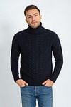 Suitable Turtleneck Cable Wool Navy Model / Voorkant with Bram