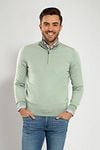 Suitable Merino Half Zip Sweater Green Model / Voorkant with Bram