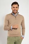 Suitable Merino Half Zip Sweater Beige Model / Voorkant with Bram