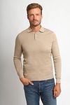 Suitable Compact Cotton Polo Shirt Beige Model / Voorkant
