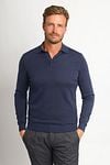 Suitable Compact Cotton Polo Shirt Navy Model / Voorkant with Stefan