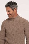 R2 Half Zip Heavyknit Pullover Merino Wool Light Brown Model / Detail