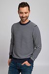 Suitable Respect Pullover Otto Dark Blue Stipe Model / Voorkant with Emiel