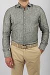 Suitable Shirt Linen Green Model / Voorkant