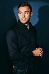 Suitable Satin Shirt Navy Model / Voorkant