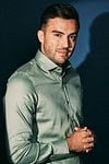 Suitable Satin Stretch Shirt Green Model / Voorkant