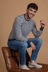 Suitable Pullover O-Neck Dark Blue Stipe Model / Voorkant with Bram