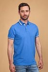 Suitable Polo Shirt Brick Mid Blue Model / Voorkant with Emiel