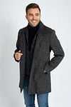 Suitable Caleb Coat Wool Herringbone Gray Model / Voorkant with Bram