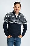 Suitable Odde Half Zip Pullover Wool Blend Navy Model / Voorkant with Bram