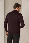 State Of Art Cardigan Fine Contrast Wool Blend Burgundy Model / Achterkant