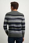State of Art Pull Jacquard Rayé Gris  Model / Achterkant
