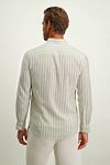 State Of Art Shirt Linen Stripes Green Model / Achterkant