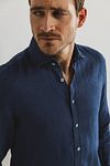 State Of Art Shirt Linen Navy Model / Detail