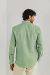 State Of Art Shirt Linen Green Model / Achterkant