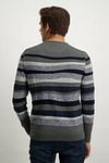 State Of Art Jacquard Trui Streep Grijs Model / Achterkant
