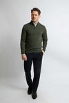 Steppin' Out Half Zip Pullover Merino Wool Olive Green Model / Voorkant
