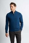 Steppin' Out Half Zip Trui Merinowol Marine Blauw Model / Detail