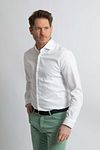 Steppin' Out Overhemd Slim-Fit Dobby Wit Model / Voorkant