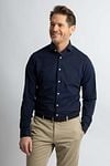 Steppin' Out Overhemd Stretch Piqué Navy Model / Voorkant