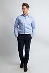 Steppin' Out Overhemd Slim-Fit Dobby Lichtblauw Model / Voorkant