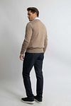 Steppin' Out Pull Col-V Laine Merino Taupe Model / Achterkant