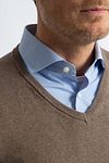 Steppin' Out Pull Cotton Cashmere Col-V Melange Taupe Model / Detail