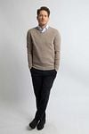 Steppin' Out Pullover Col-V Laine Merino Marron Clair Model / Voorkant