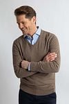 Steppin' Out Pullover Cotton Cashmere V-Ausschnitt Taupe Melange Model / Voorkant