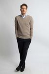 Steppin' Out Pullover V-Neck Merino Wool Light Brown Model / Voorkant