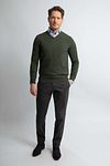 Steppin' Out Pullover V-Neck Merino Wool Olive Green Model / Voorkant