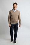 Steppin' Out Trui V-hals Merinowol Taupe Model / Voorkant